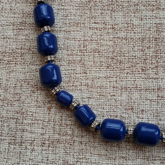 J.Crew Blue bead And crystal necklace NWT - Picture 6 of 9